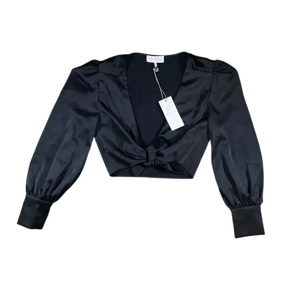 WAYF Alcott Satin Silk Knot Crop Top NWT - XS